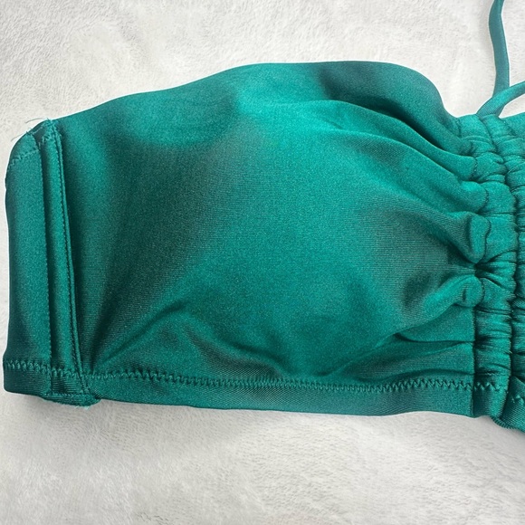 Shade & Shore Women Shirred Front Bandeau Bikini Top Green  Size L (12-14) - Picture 2 of 11